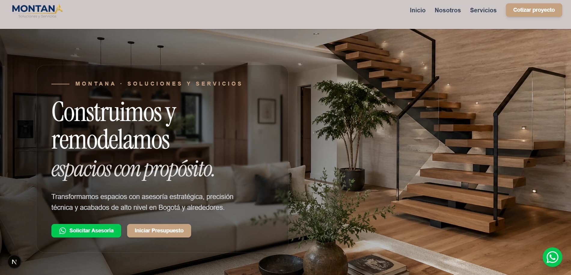 Diseño web para Montana SyS por Adrezi - Servicios de remodelación en Bogotá